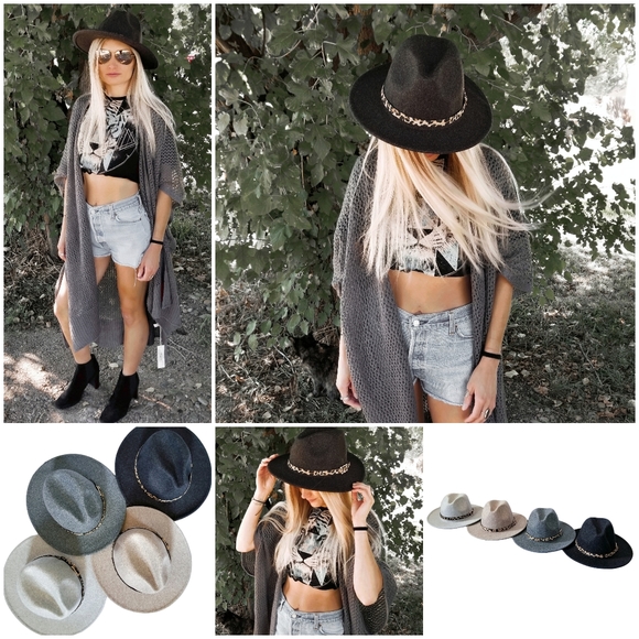 NEW Leather Trimmed Fedora Hat - Picture 3 of 14